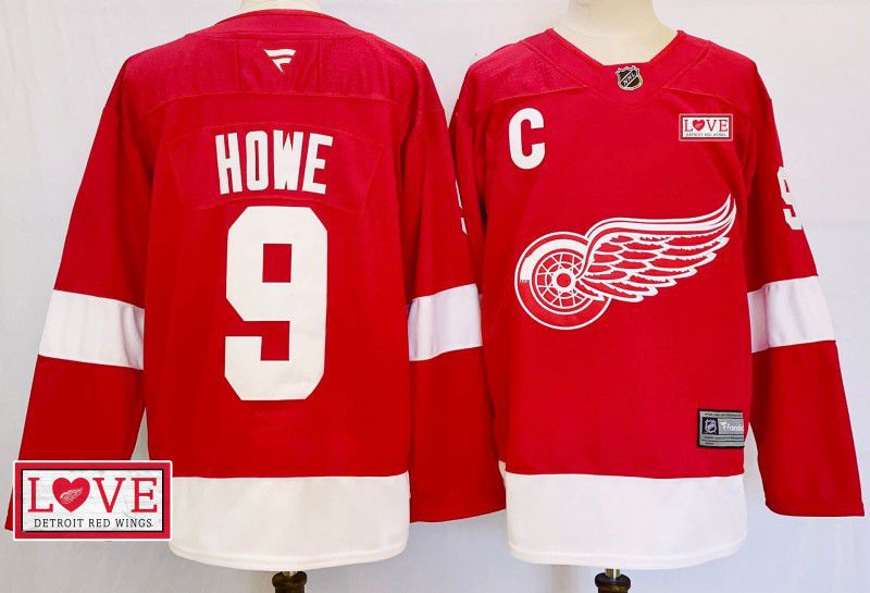 Men Detroit Red Wings #9 Howe Red Fanatics 2025 NHL Jersey style 6